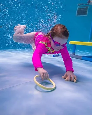 Underwater Pool Diving Rings for Kids | 4-Pack Colorful 6-Inch Sinker Rings with Storage Bag thumbnail 2