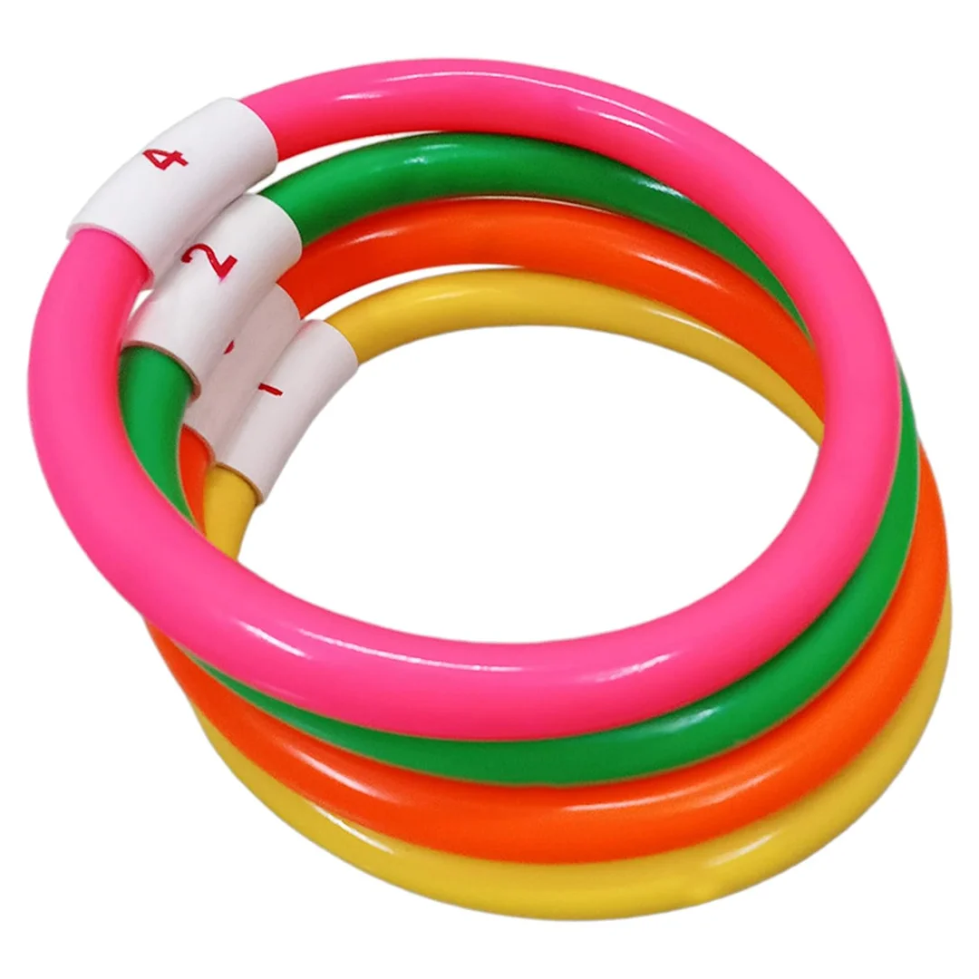 Underwater Pool Diving Rings for Kids | 4-Pack Colorful 6-Inch Sinker Rings with Storage Bag image 6
