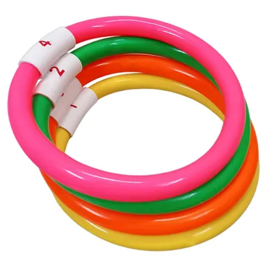 Underwater Pool Diving Rings for Kids | 4-Pack Colorful 6-Inch Sinker Rings with Storage Bag thumbnail 5
