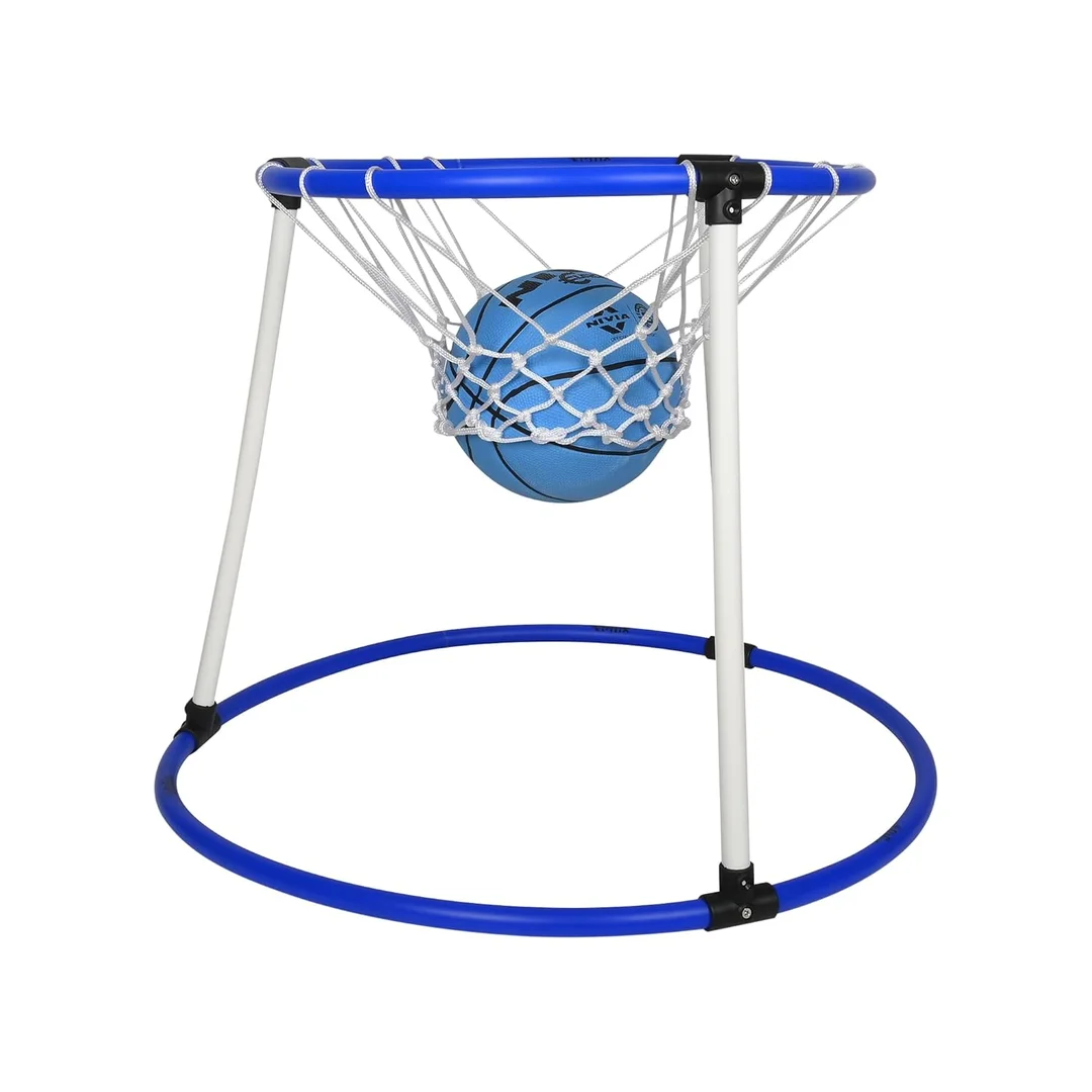 Pool Basketball Hoop for Kids & Adults | Floating Water Basketball Net for Swimming Pools | Adjustable & Durable | Blue & White (Small) image 4