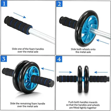 Fitfix® Ultimate Fitness Combo | Push Up Bar Set, Skipping Rope, Anti-Skid Ab Wheel, V Shaped Hand Gripper | Complete Fitness Equipment Set for Home Workouts thumbnail 3