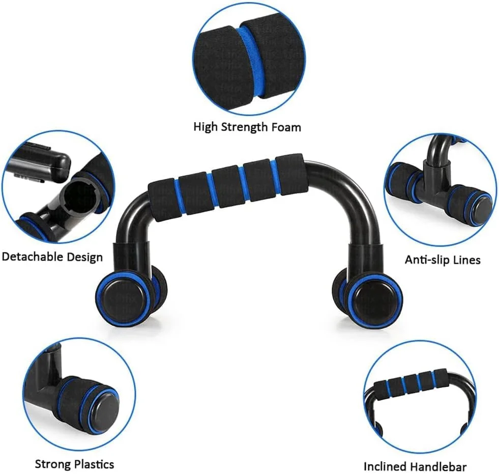 Fitfix® Ultimate Fitness Combo | Push Up Bar Set, Skipping Rope, Anti-Skid Ab Wheel, V Shaped Hand Gripper | Complete Fitness Equipment Set for Home Workouts image 7