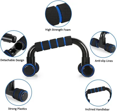 Fitfix® Ultimate Fitness Combo | Push Up Bar Set, Skipping Rope, Anti-Skid Ab Wheel, V Shaped Hand Gripper | Complete Fitness Equipment Set for Home Workouts thumbnail 6