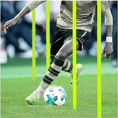 Agility Slalom Poles for Football Training | Foldable 5 ft x 25 mm Set of 4 with Steel Nails | Speed & Agility Training Set for Kids and Adults | Outdoor Sports Exercise Equipment thumbnail 0
