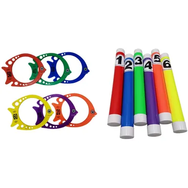Swimming Toy Set | Underwater Vertical Diving Fish and Stick Combo for Kids | Made in India, Multicolor | Ideal Gift for Children | Best Swimming Toys for Pool Fun thumbnail 0