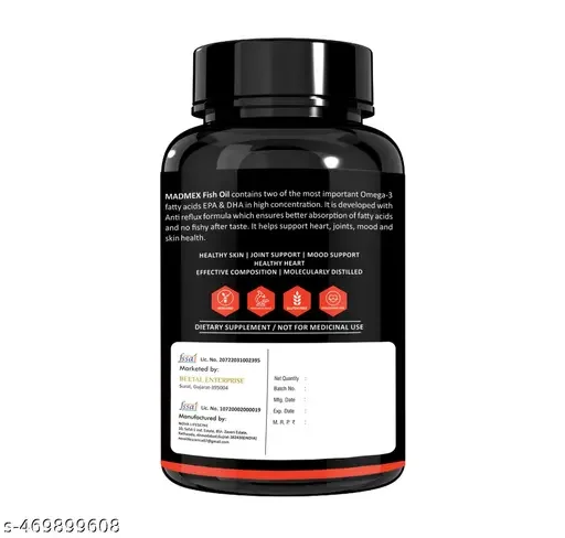 MADMEX Omega 3 Fish Oil Capsules (60) | Best Omega 3 Supplement for Heart Health & Skin Care image 3