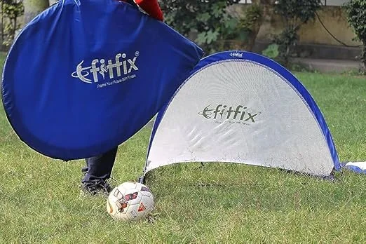 Fitfix Portable Pop Up Soccer Goal with Carry Bag 80 cm x 45 cm, Blue Color, Pack of 1 Pair | Foldable Soccer Goal for Outdoor Use. image 2