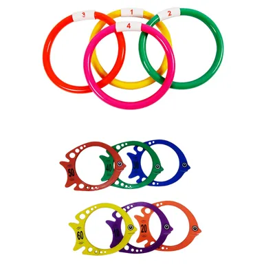 Swimming Toy Set for Kids | Fitfix Diving Vertical Fish & Sinker Rings Combo | Fun Underwater Games, Multicolor, Ideal Gift for Children | Made in India thumbnail 0