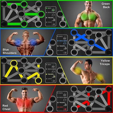 Fitfix® Foldable ABS 15 in 1 Pushup Board for Men | Pushup Bars, Pushup Stand, Gym Equipment, Chest Workout Equipment (Black) thumbnail 2