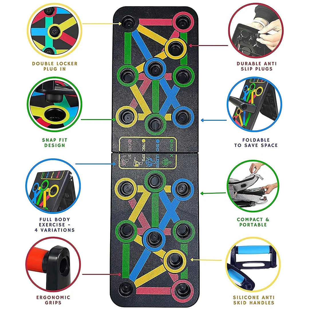 Fitfix® Foldable ABS 15 in 1 Pushup Board for Men | Pushup Bars, Pushup Stand, Gym Equipment, Chest Workout Equipment (Black) image 4