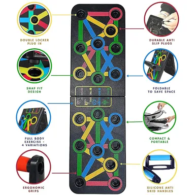 Fitfix® Foldable ABS 15 in 1 Pushup Board for Men | Pushup Bars, Pushup Stand, Gym Equipment, Chest Workout Equipment (Black) thumbnail 3