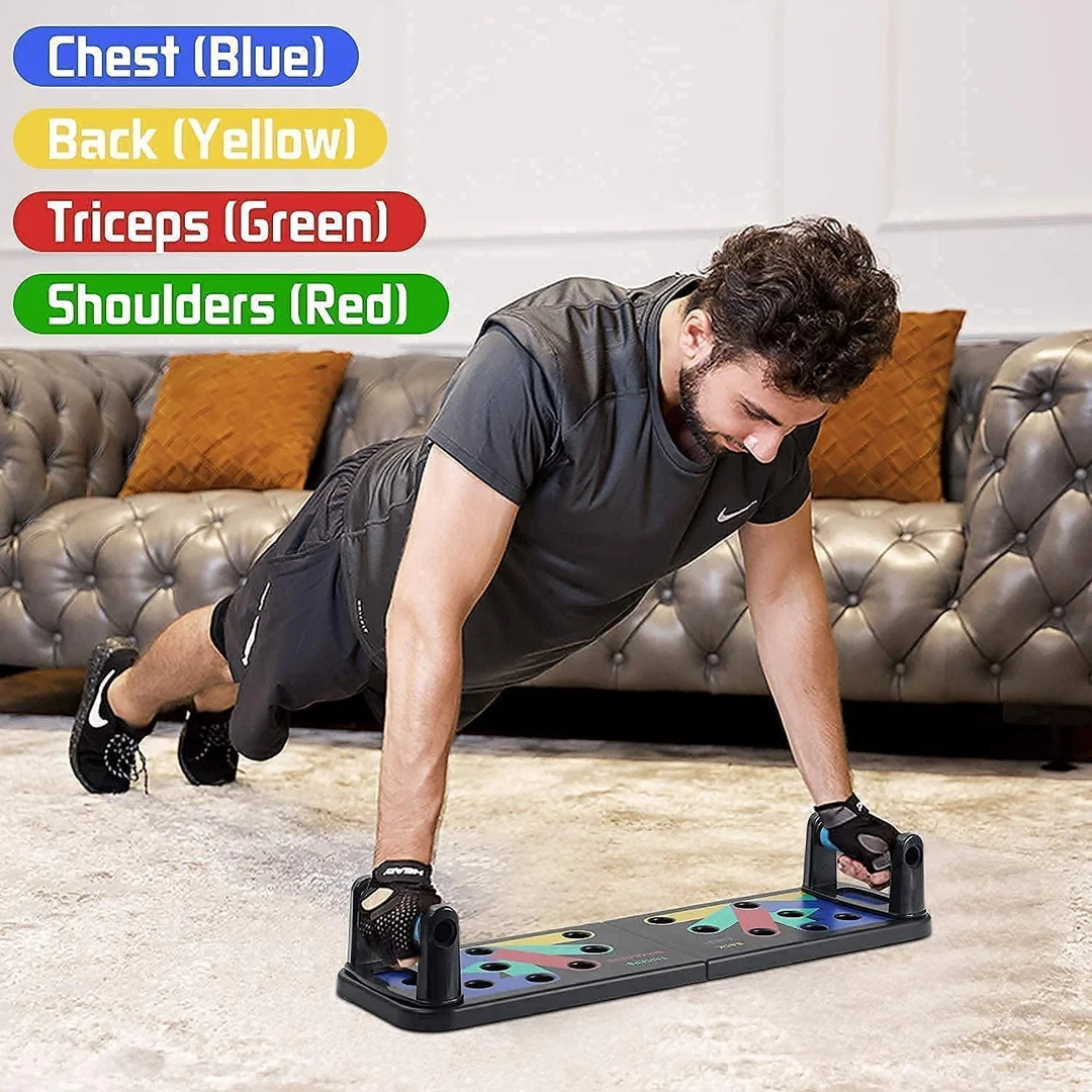 Fitfix® Foldable ABS 15 in 1 Pushup Board for Men | Pushup Bars, Pushup Stand, Gym Equipment, Chest Workout Equipment (Black) image 6