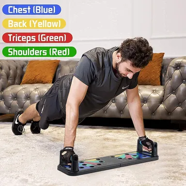 Fitfix® Foldable ABS 15 in 1 Pushup Board for Men | Pushup Bars, Pushup Stand, Gym Equipment, Chest Workout Equipment (Black) thumbnail 5