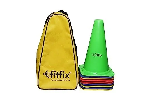FITFIX Sports 6 Inch Cone Marker | Pack of 12 Pcs | Durable Agility Training Cones for Sports & Exercise. image 1