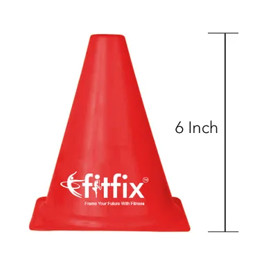 FITFIX Sports 6 Inch Cone Marker | Pack of 12 Pcs | Durable Agility Training Cones for Sports & Exercise. thumbnail 1