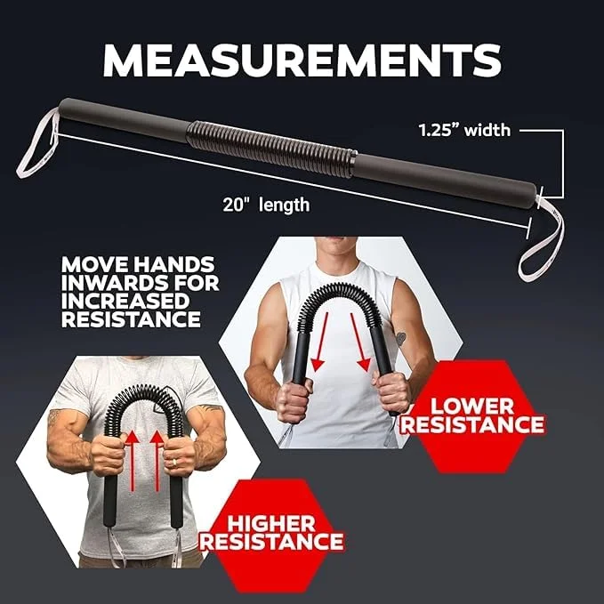 Power Twister Bar 20kg by Fitfix® | Chest, Shoulder, Forearm, Bicep & Arm Strengthening Exercise Bar with Long Handle | Ideal for Beginners image 7