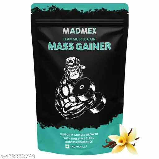 MADMEX Mass Gainer 1kg Vanilla | High-Calorie Protein Supplement for Muscle Gain image 1