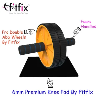 Fitfix® Professional Abdominal Wheel | for Abs and Push Ups, Workout Equipment for Fitness Gym, Home Gym Equipment for Men & Women| Ab Roller with Push Up Bar Combo  thumbnail 7