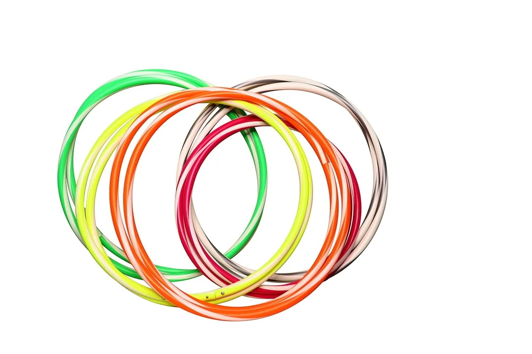 Collapsible Fitness Hula Hoop for Adults and Kids |36 Inch Dual Colour Lightweight Hoop with Carry Bag |Best Hula Hoop for Fitness and Travel Pack of 5 image 1