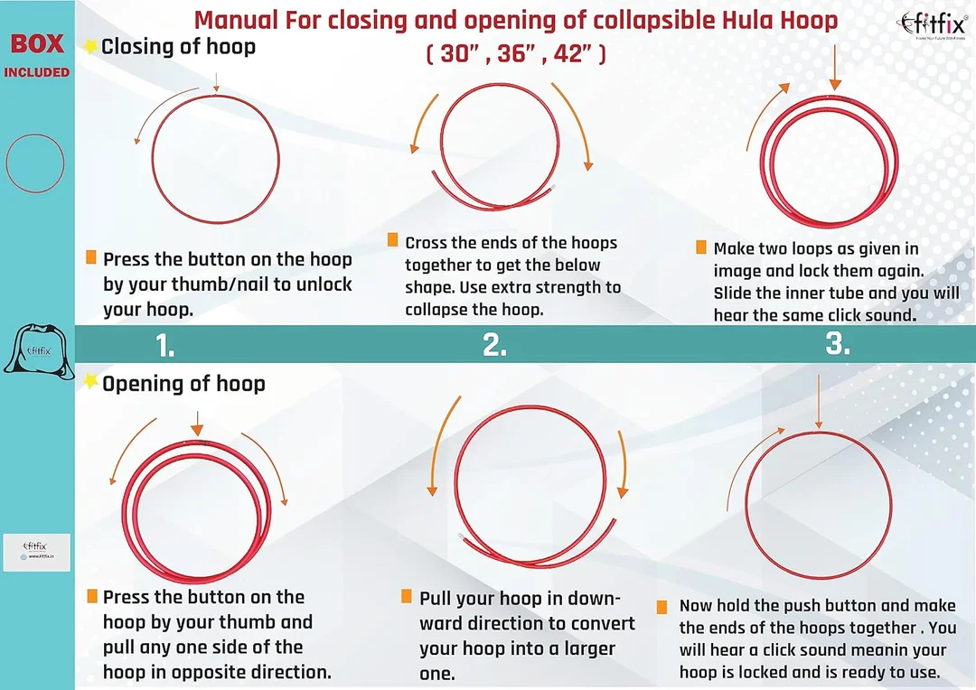 Collapsible Fitness Hula Hoop for Adults and Kids |36 Inch Dual Colour Lightweight Hoop with Carry Bag |Best Hula Hoop for Fitness and Travel Pack of 5 image 2