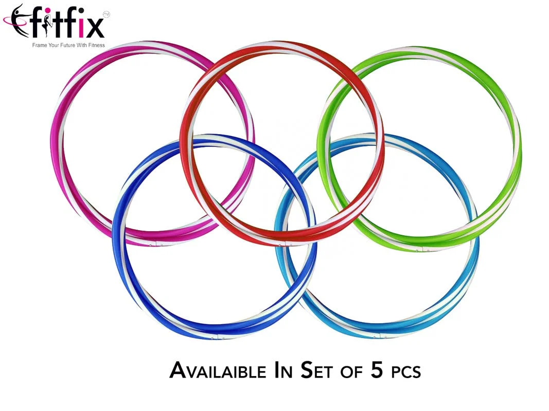 Collapsible Fitness Hula Hoop for Adults and Kids |36 Inch Dual Colour Lightweight Hoop with Carry Bag |Best Hula Hoop for Fitness and Travel Pack of 5 image 4