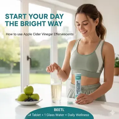 Apple Cider Vinegar Effervescent Tablets with Mother for Weight Loss | Vegan, Sugar|Free Supplement with Vitamin B6 & B12 | Pack of 4, 45 Tablets thumbnail 1