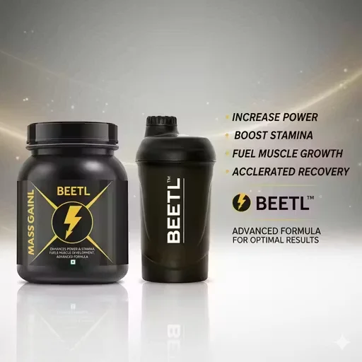 BEETAL Mass Gainer 1Kg Chocolate | 20G Protein, 12G Carbs, Raw Whey, Digezyme Blend, Multivitamins & Minerals | Includes Shaker image 2