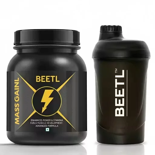 BEETAL Mass Gainer 1Kg Chocolate | 20G Protein, 12G Carbs, Raw Whey, Digezyme Blend, Multivitamins & Minerals | Includes Shaker image 1