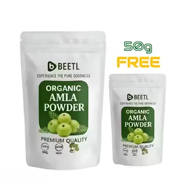 BEETL Natural Amla Powder 150gm Pack of 2 | 100% Organic Indian Gooseberry for Hair Growth Skin Immunity Detox Weight Loss Ayurvedic Herbal Hair Mask Juice Face Care Amalaki thumbnail 0