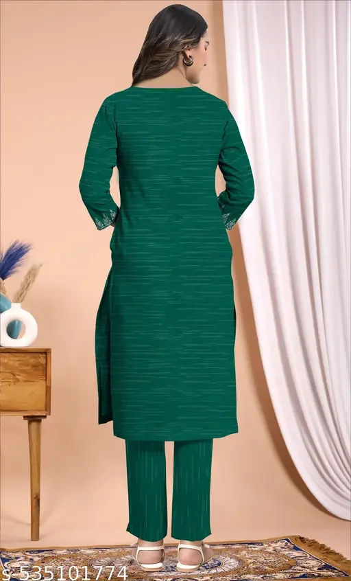 Embroidery Women’s Kurta Pant Set | Khadi Cotton New Look Casual Wear | Stylish Kurta for Girls, M-XXL Sizes image 2