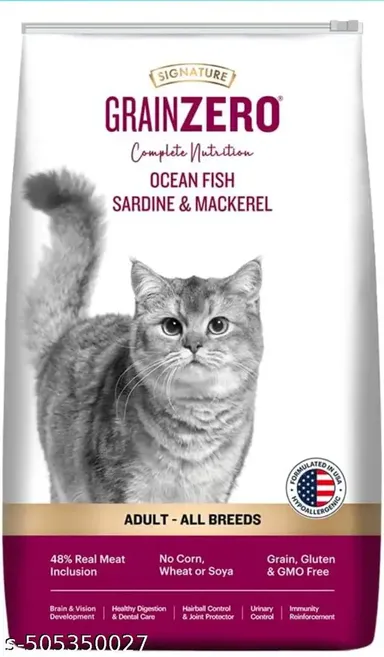 Signature Grain Zero Adult Dry Cat Food 1.2kg | All Breed Formula with Toptail Tuna & Cheese Treats| Omega-3 & 6 Fatty Acids, Hypoallergenic, High Protein, Grain Free, Premium Cat Food thumbnail 1