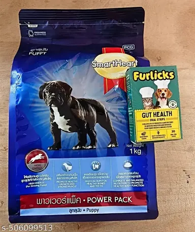 SmartHeart Puppy Dry Dog Food Power Pack 1kg | High Energy, Promote Healthy Growth | Furlicks Gut Health Supplement for Dogs & Cats thumbnail 0