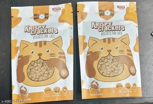 Taiyo Miow Miow Krispy Crackers Crunchy Treat Biscuits for All Breed Cats | Healthy Skin,Salmon Flavor – 60g image 1