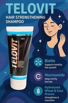 Telovit Hair Strengthening Shampoo with Biotin, Niacinamide, Wheat & Soya Protein | Best Biotin and Niacinamide Shampoo for Hair Fall Control and Hair Growth thumbnail 0
