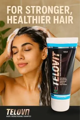 Telovit Hair Strengthening Shampoo with Biotin, Niacinamide, Wheat & Soya Protein | Best Biotin and Niacinamide Shampoo for Hair Fall Control and Hair Growth thumbnail 1