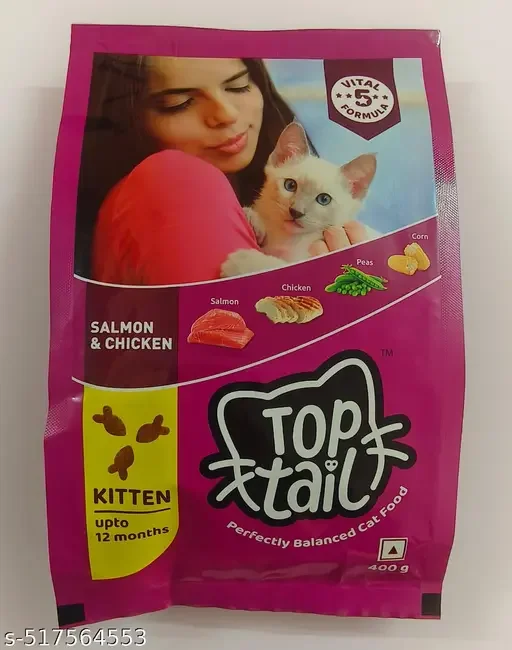 Top Tail Kitten Dry Cat Food – 50 gm Pack of 4 | Salmon & Chicken, Fortified with Vitamins & Minerals, Best Quality Food for Kittens (Upto 12 Months) image 2