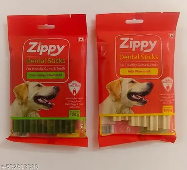 Zippy Dental Stick for Dogs | 100 gm (Pack of 2) Chlorophyll 1pc & Milk 1pc | Premium Dog Dental Chews for Plaque & Tartar Removal, Oral Hygiene Treats for All Breeds thumbnail 0