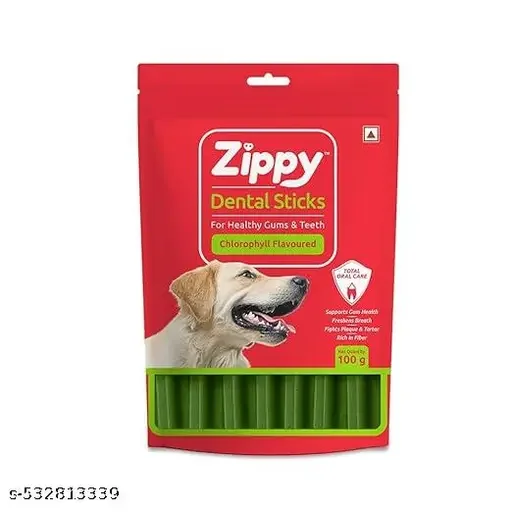 Zippy Dental Stick for Dogs | 100 gm (Pack of 2) Chlorophyll 1pc & Milk 1pc | Premium Dog Dental Chews for Plaque & Tartar Removal, Oral Hygiene Treats for All Breeds image 2