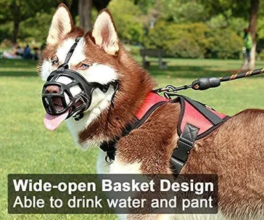 Dog Mouth Cover Muzzle | Adjustable Strap Bite Guard for Training Comfortable Padded Design | Quality Product for Dogs thumbnail 3