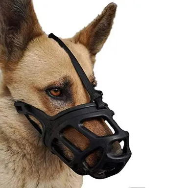 Dog Mouth Cover Muzzle | Adjustable Strap Bite Guard for Training Comfortable Padded Design | Quality Product for Dogs thumbnail 0