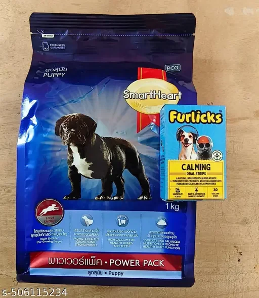 SmartHeart High Energy Puppy Dry Dog Food Power Pack 1kg + Furlicks Calming Aid for Dogs & Cats | Natural Supplements with L-Theanine, Tryptophan, Chamomile & Ashwagandha for Balanced Behavior & Stress Relief image 1