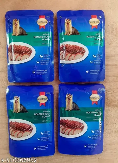SmartHeart Wet Adult Dog Food Roasted Duck Flavor Gravy 80G Pouch | Premium Dog Food for All Breeds (Pack of 4) thumbnail 0