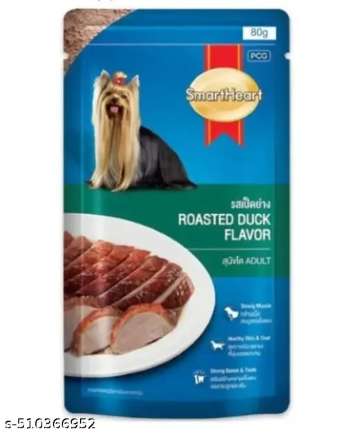 SmartHeart Wet Adult Dog Food Roasted Duck Flavor Gravy 80G Pouch | Premium Dog Food for All Breeds (Pack of 4) image 2