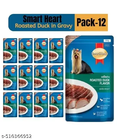 SmartHeart Wet Adult Dog Food Roasted Duck Flavor Gravy 80G Pouch | Premium Dog Food for All Breeds (Pack of 4) thumbnail 2