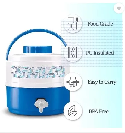 Milton Kool Musafir 5000 Blue 4.8L Insulated Leak-Proof Water Jug with Tap, Food Grade, Easy Grip, for Home, Travel, Picnic, Outdoor Use image 2