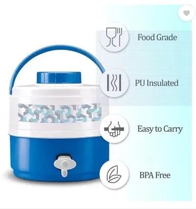 Milton Kool Musafir 5000 Blue 4.8L Insulated Leak-Proof Water Jug with Tap, Food Grade, Easy Grip, for Home, Travel, Picnic, Outdoor Use thumbnail 1