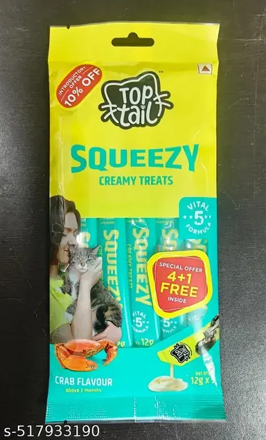 Top Tail Adult Dry Cat Food | 450gm (Above 12 Months) | Premium Salmon & Chicken Dry Cat Food with Toptail Crab Flavour Treats | Squeezy Lickable Creamy Treats for Cats | Best for All Breeds thumbnail 2