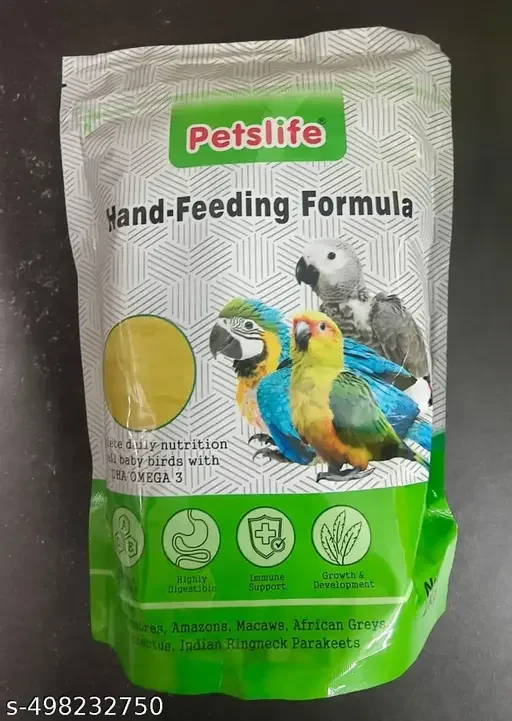 Petslife Hand Feeding Formula for All Baby Birds 500gm | Complete Daily Nutrition for Baby Birds, DHA Omega 3 Fatty Acids for Small Birds. image 1