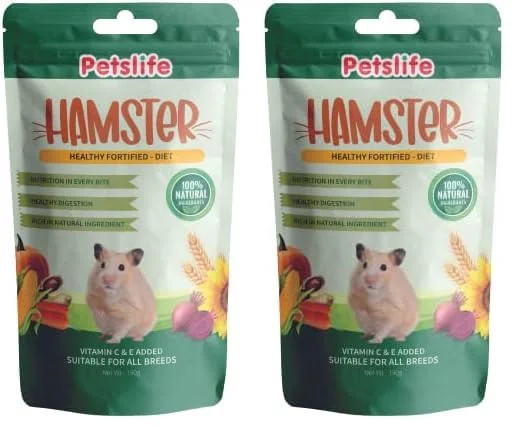 Petslife Hamster Food 150gm (Pack of 2) | Vitamin C & E Added, Suitable for All Breeds | Natural Ingredients for Digestive Health image 1