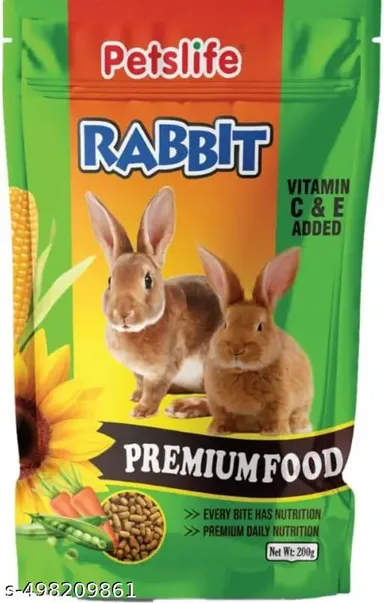 Petslife Rabbit Food, All Life Stages, Premium 200gm (Pack of 2 |400gm) | High Fiber & Natural Nutrients for Healthy Digestion & Growth thumbnail 1